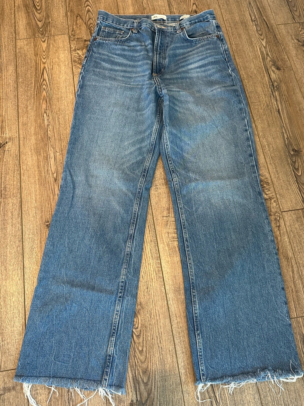Zara Light Blue Wide-Leg Flare Jeans
